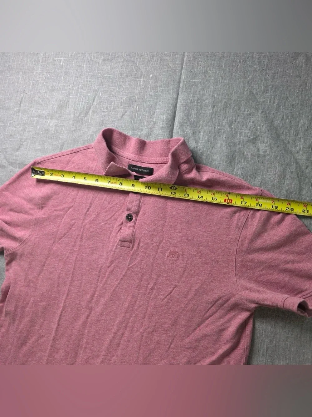 Banana Republic Men's Heather Pink Slim Fit Short Sleeve Polo Shirt - Size L